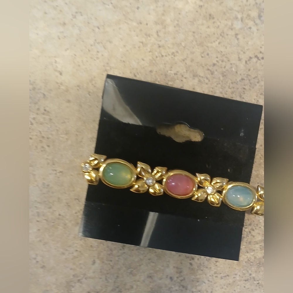 ♦️Vintage Colorful Glass Cabochon  Richelieu Brooch - Picture 8 of 9
